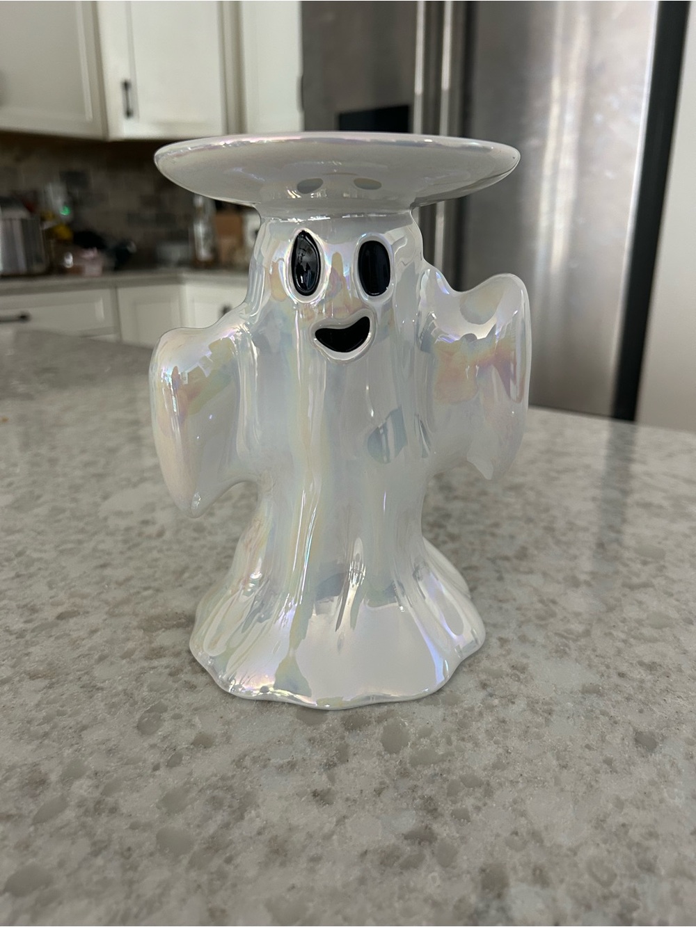 “New” Bath & Body Works Iridescent Ceramic Ghost 3 wick Candle Holder